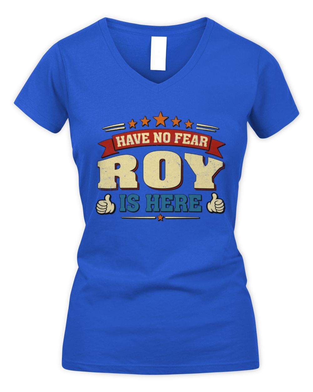 Have No Fear Your Name Is Here Cool Graphic T-Shirt ROY M1-71 / Women's V-Neck T-Shirt / royal