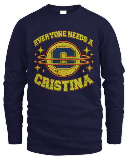 Everyone Needs a Your Name Shirt CRISTINA M1-76 / Men's Long Sleeved T-Shirt / navy