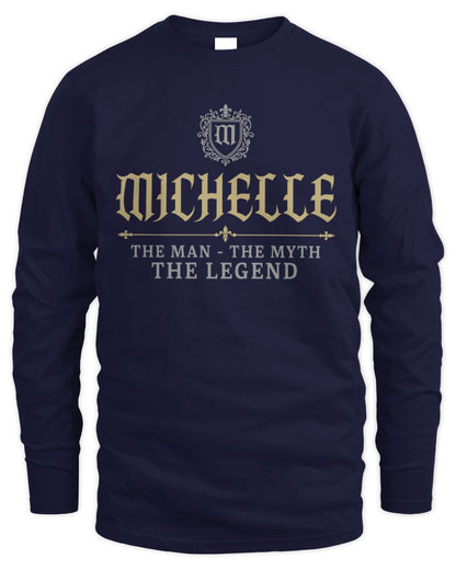 The Man The Myth The Legend Western Shirt MICHELLE M1-78 / Men's Long Sleeved T-Shirt / navy
