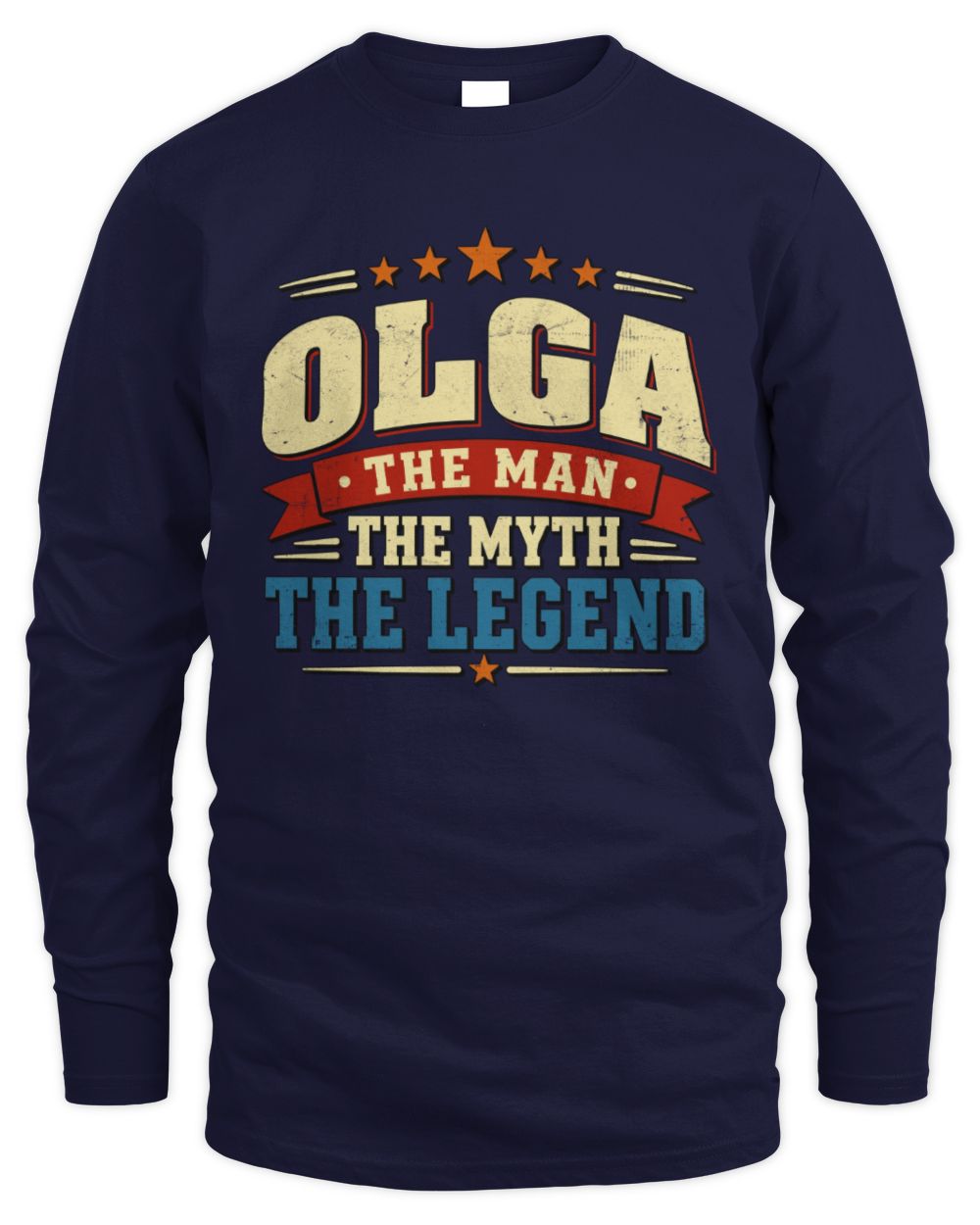 The Man The Myth The Legend Ribbon Vintage T-Shirt OLGA M1-56 / Men's Long Sleeved T-Shirt / navy