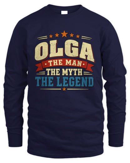 The Man The Myth The Legend Ribbon Vintage T-Shirt OLGA M1-56 / Men's Long Sleeved T-Shirt / navy