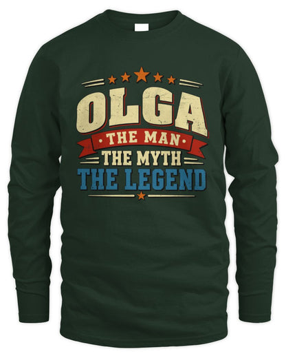 The Man The Myth The Legend Ribbon Vintage T-Shirt OLGA M1-56 / Men's Long Sleeved T-Shirt / forest green