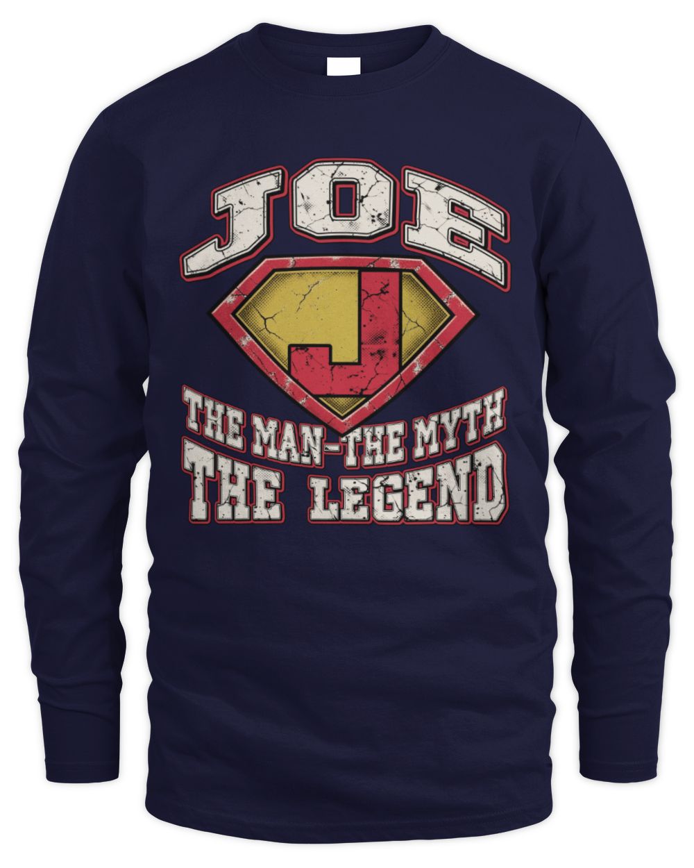 The Man The Myth The Legend Superman Graphic T-Shirt JOE M1-74 / Men's Long Sleeved T-Shirt / navy