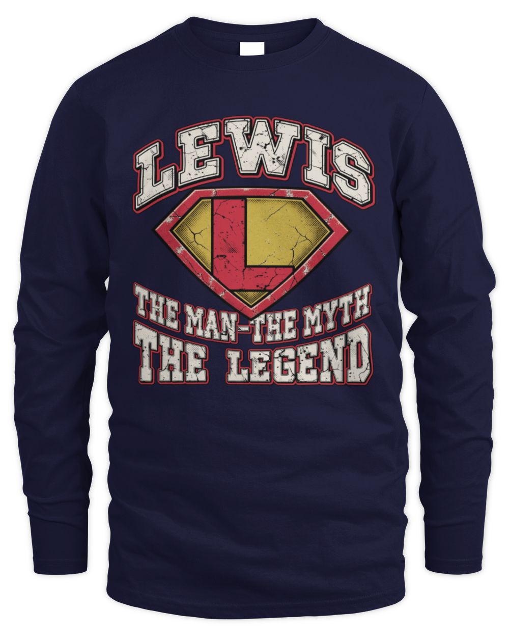 The Man The Myth The Legend Superman Graphic T-Shirt LEWIS M1-74 / Men's Long Sleeved T-Shirt / navy