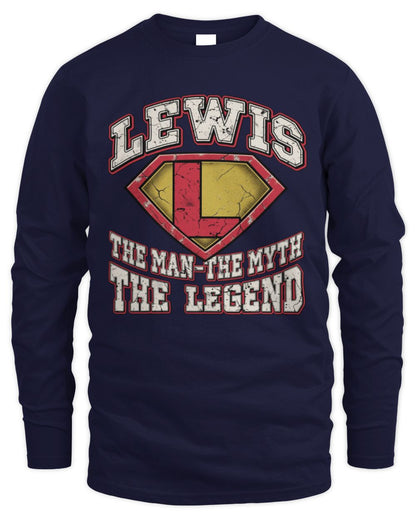 The Man The Myth The Legend Superman Graphic T-Shirt LEWIS M1-74 / Men's Long Sleeved T-Shirt / navy