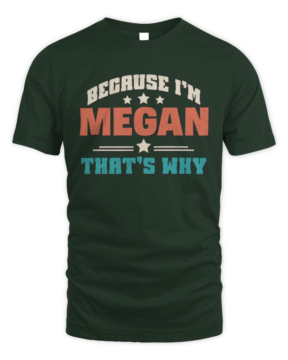 Because I'm Name That's Why Personalized Retro Shirt MEGAN-49 / Unisex Standard T-Shirt / forest green