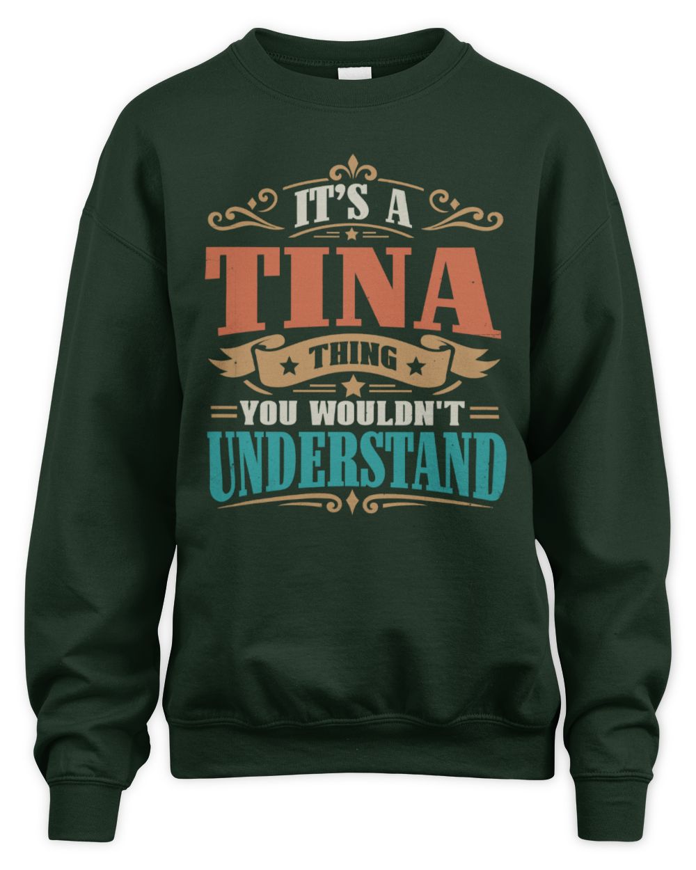 It’s a Name Thing Personalized Retro T-Shirt TINA M1-47 / Unisex Sweatshirt / forest green