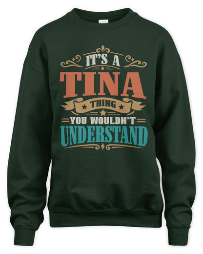 It’s a Name Thing Personalized Retro T-Shirt TINA M1-47 / Unisex Sweatshirt / forest green