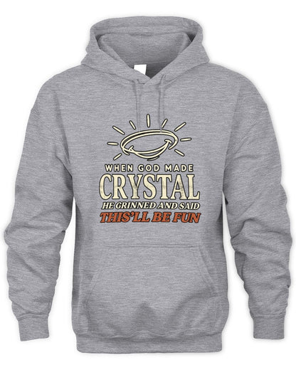 When God Made Your Name Funny Western T-Shirt T-Shirt CRYSTAL M1-S82 / Unisex Hoodie / sport grey