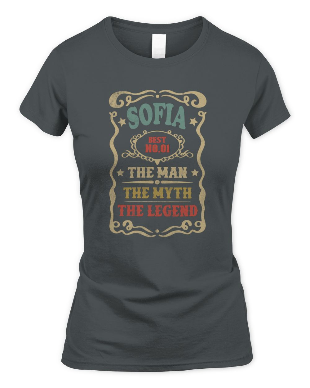 The Man The Myth The Legend Vintage Gold Wine Shirt SOFIA M1-52 / Women's Standard T-Shirt / charcoal