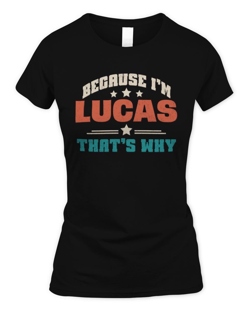 Because I'm Name That's Why Personalized Retro Shirt LUCAS-49 / Women's Standard T-Shirt / black
