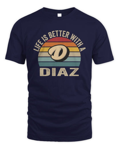 Life Is Better with Name Vintage Sun Shirt DIAZ M1-50 / Unisex Standard T-Shirt / navy