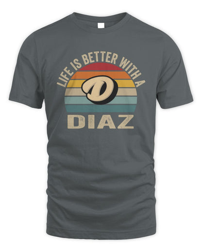 Life Is Better with Name Vintage Sun Shirt DIAZ M1-50 / Unisex Standard T-Shirt / charcoal