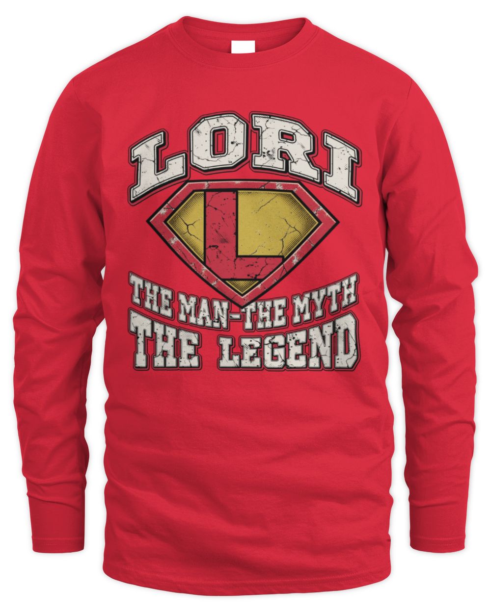 The Man The Myth The Legend Superman Graphic T-Shirt LORI M1-74 / Men's Long Sleeved T-Shirt / red