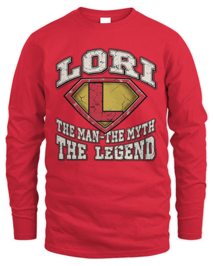 The Man The Myth The Legend Superman Graphic T-Shirt LORI M1-74 / Men's Long Sleeved T-Shirt / red