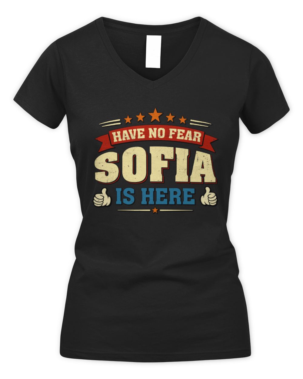 Have No Fear Your Name Is Here Cool Graphic T-Shirt SOFIA M1-71 / Women's V-Neck T-Shirt / black