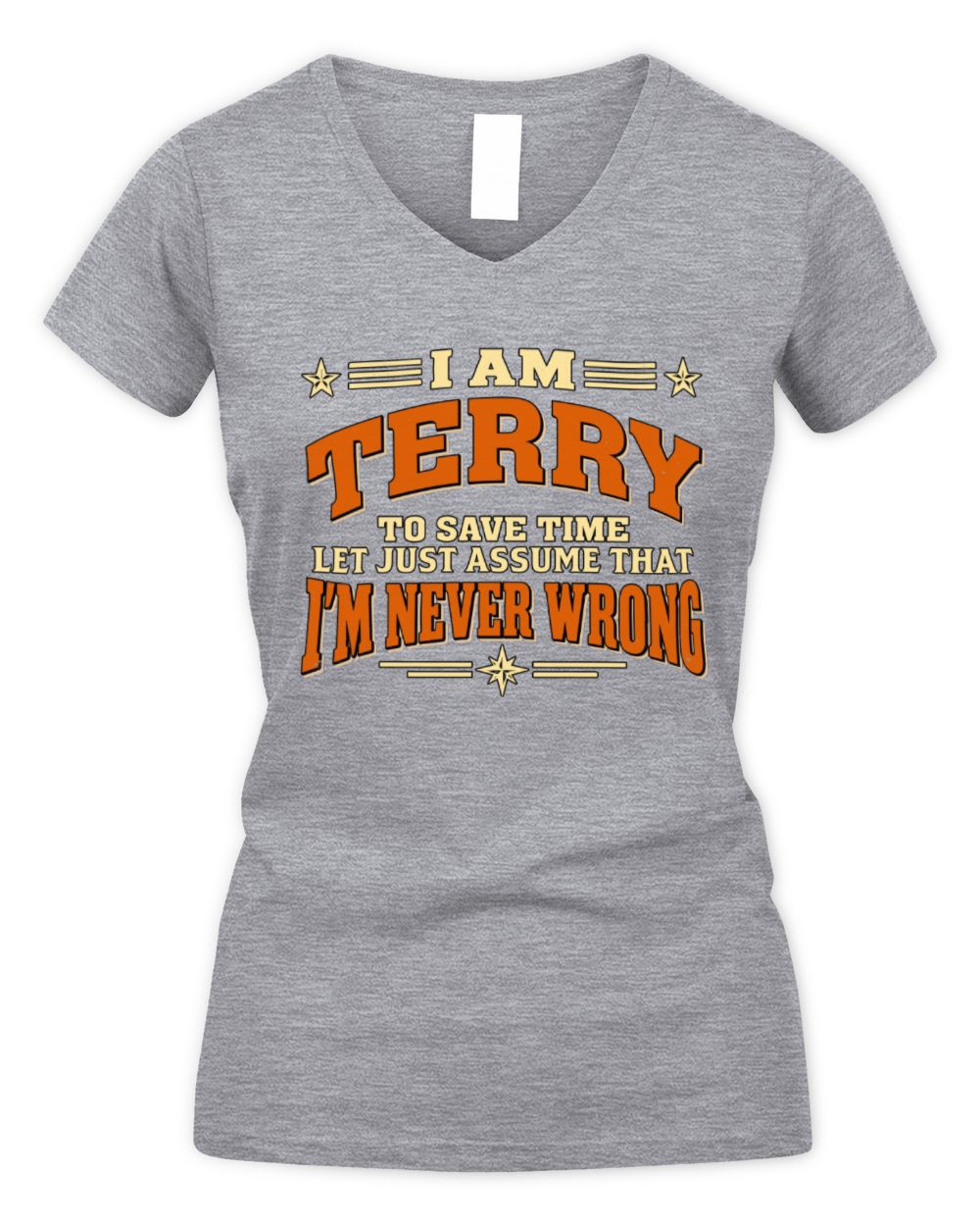 I'm Name Let's Just Assume I'm Never Wrong Retro Shirt TERRY M1-64 / Women's V-Neck T-Shirt / sport grey