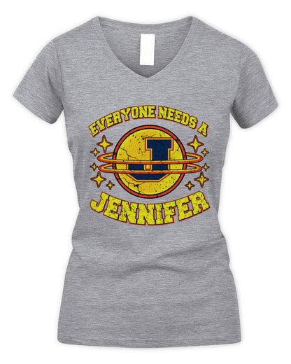 Everyone Needs a Your Name Shirt JENNIFER M1-76 / Women's V-Neck T-Shirt / sport grey