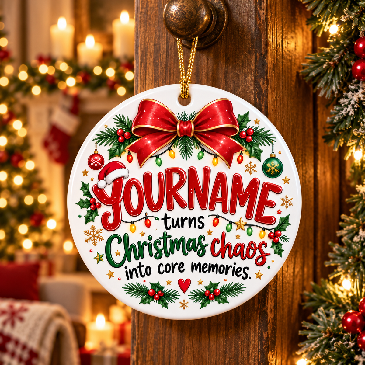 Turns Christmas Chaos Into Core Memories - Personalized Ceramic Ornament