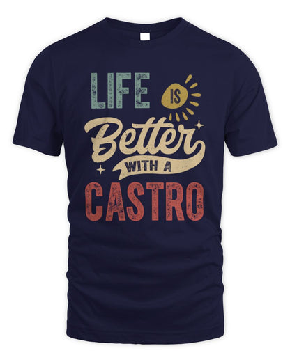 Life Is Better With a Name Personalized Retro T-Shirt CASTRO-48 / Unisex Standard T-Shirt / navy