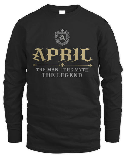 The Man The Myth The Legend Western Shirt APRIL M1-78 / Men's Long Sleeved T-Shirt / black