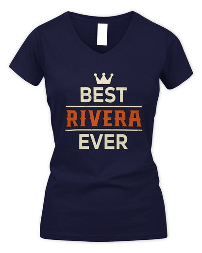 Best Your Name With Crown Shirt RIVERA M1-59 / Women's V-Neck T-Shirt / navy