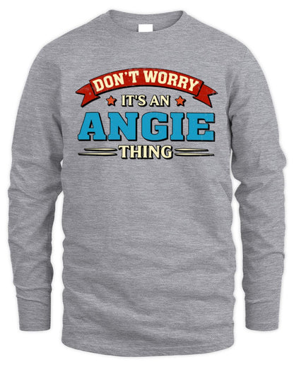 Don't Worry It's a Your Name Thing Funny Retro T-Shirt ANGIE M1-57 / Men's Long Sleeved T-Shirt / sport grey