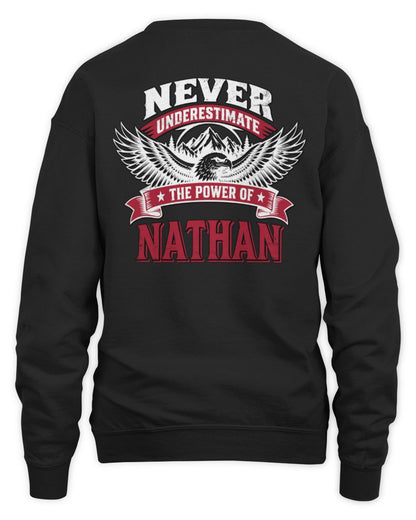 Never Underestimate Your Name Eagle Mountain Shirt NATHAN M1-61 / Unisex Sweatshirt / black