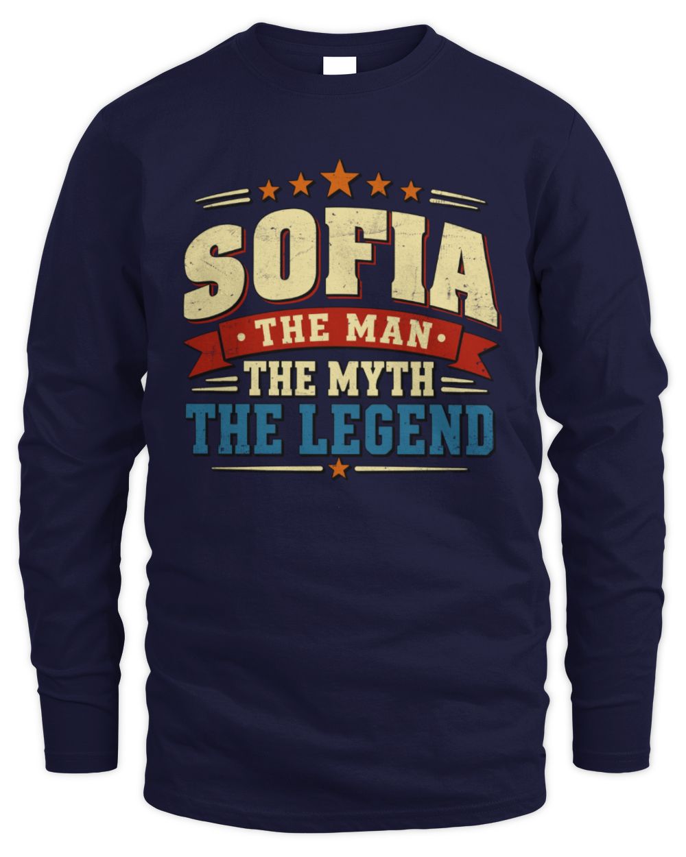 The Man The Myth The Legend Ribbon Vintage T-Shirt SOFIA M1-56 / Men's Long Sleeved T-Shirt / navy