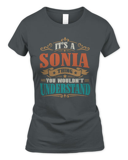 It’s a Name Thing Personalized Retro T-Shirt SONIA M1-47 / Women's Standard T-Shirt / charcoal