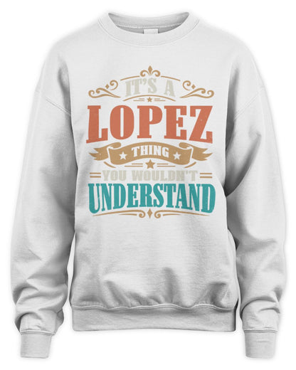 It’s a Name Thing Personalized Retro T-Shirt LOPEZ M1-47 / Unisex Sweatshirt / white
