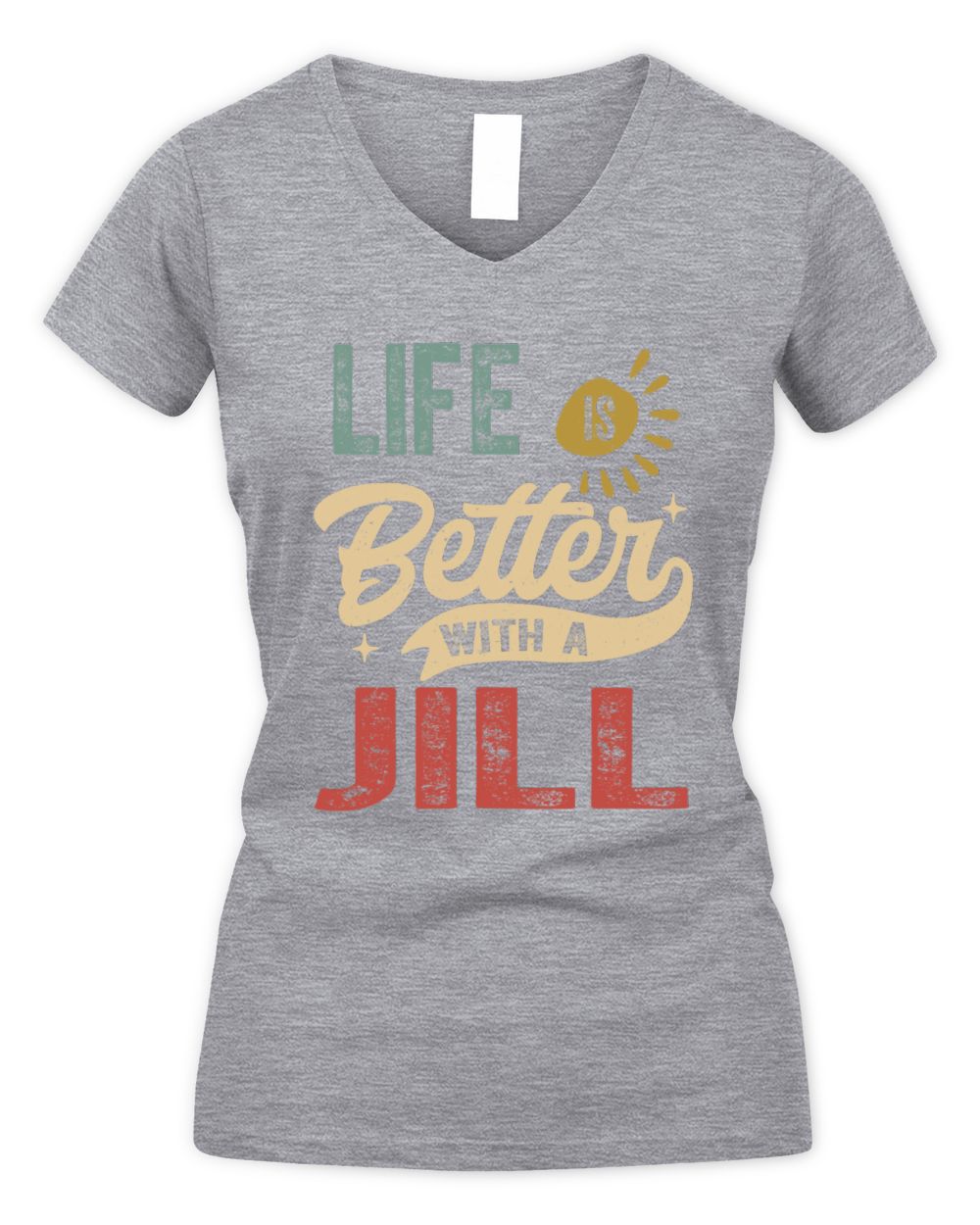 Life Is Better With a Name Personalized Retro T-Shirt JILL-48 / Women's V-Neck T-Shirt / sport grey