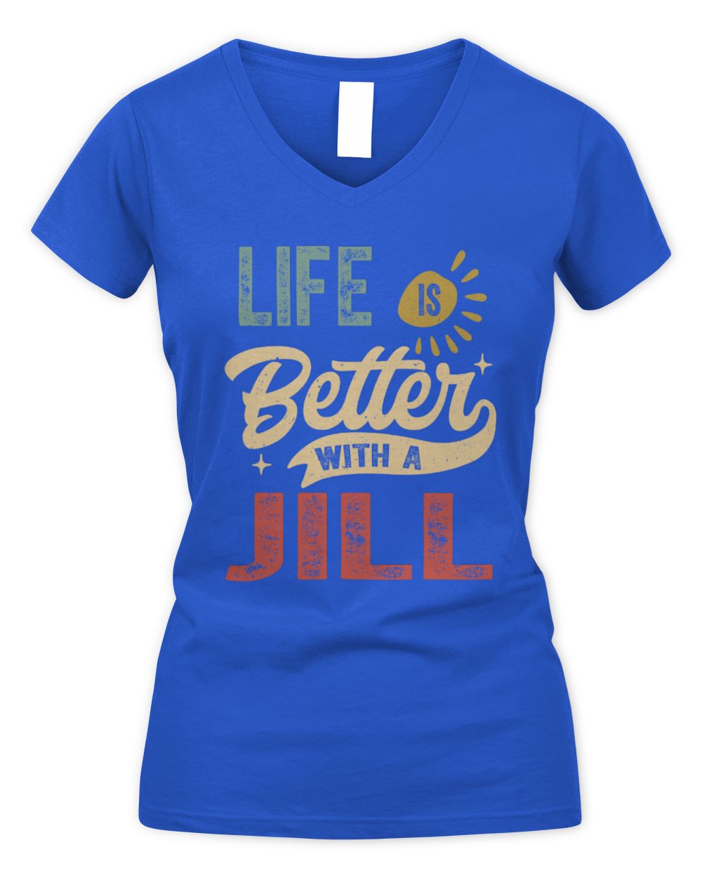 Life Is Better With a Name Personalized Retro T-Shirt JILL-48 / Women's V-Neck T-Shirt / royal