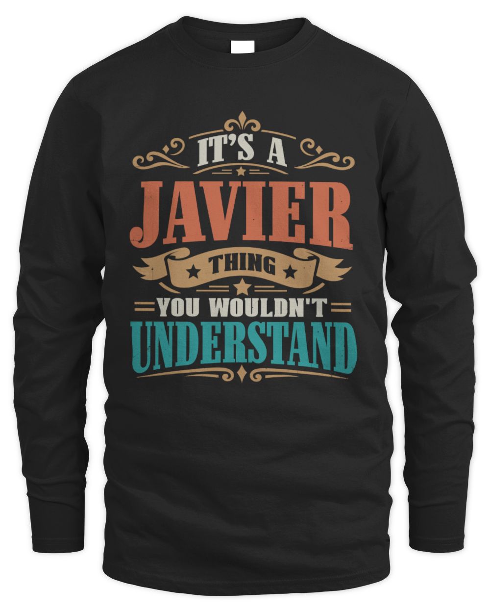 It’s a Name Thing Personalized Retro T-Shirt JAVIER M1-47 / Men's Long Sleeved T-Shirt / black