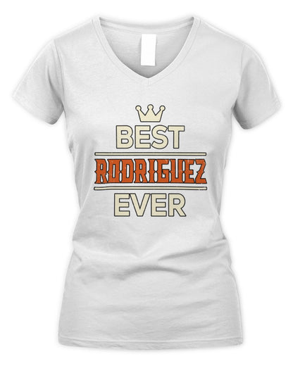 Best Your Name With Crown Shirt RODRIGUEZ M1-59 / Women's V-Neck T-Shirt / white