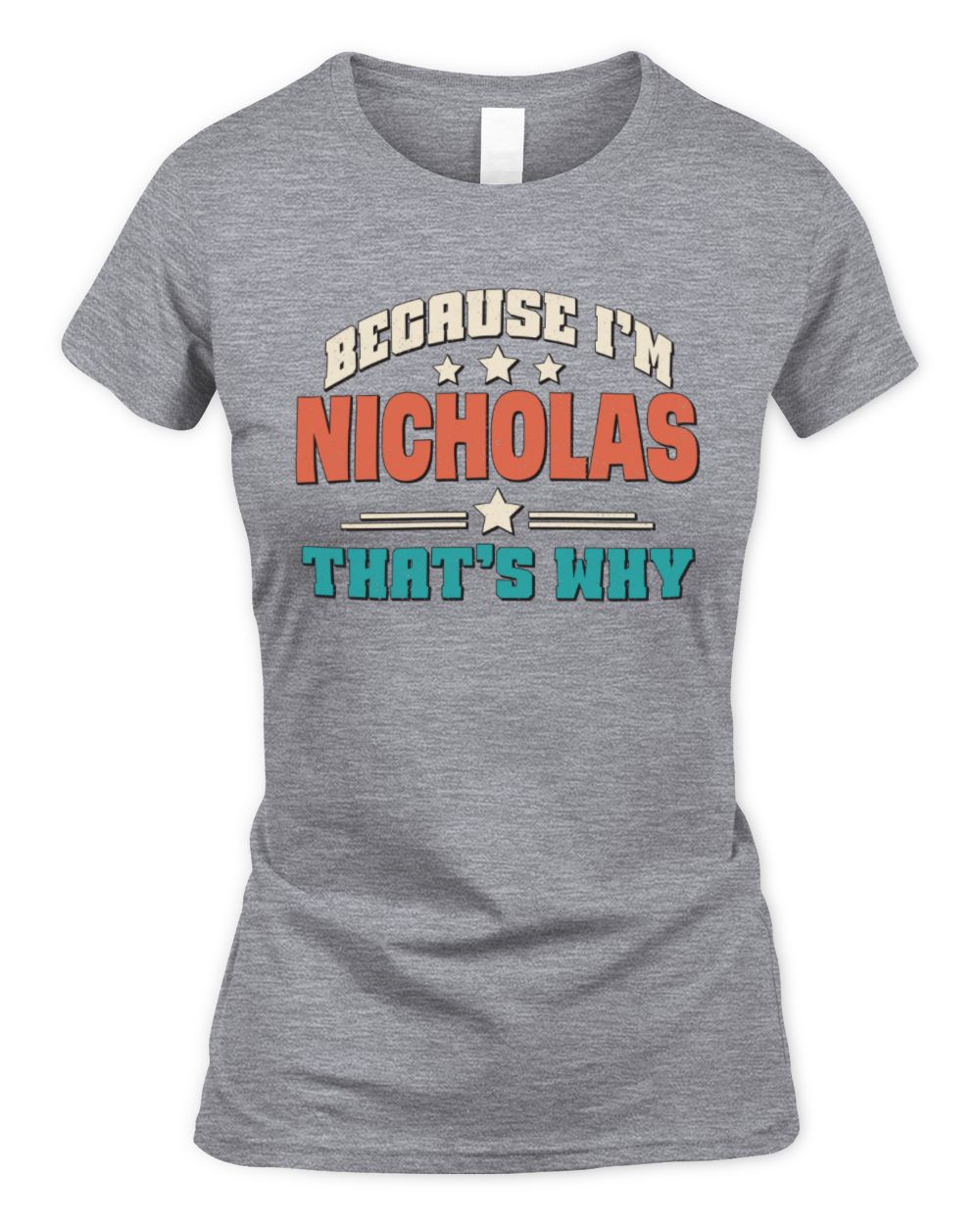 Because I'm Name That's Why Personalized Retro Shirt NICHOLAS-49 / Women's Standard T-Shirt / sport grey