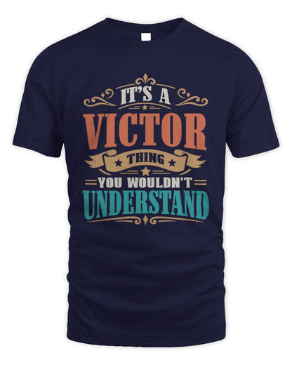 It’s a Name Thing Personalized Retro T-Shirt VICTOR M1-47 / Unisex Standard T-Shirt / navy