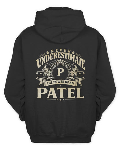 Never Underestimate Your Name Luxury Logo Shirt PATEL M1-63 / Unisex Hoodie / black
