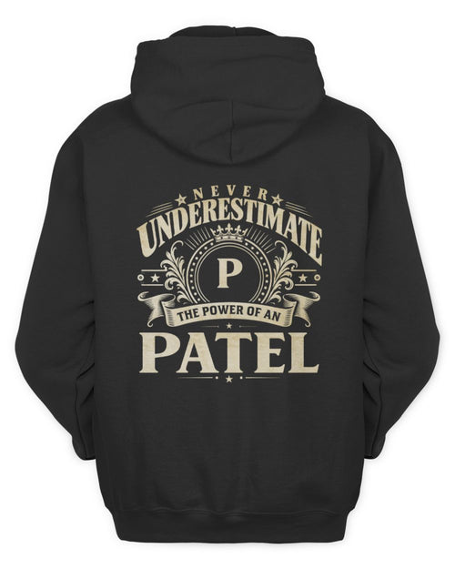 Never Underestimate Your Name Luxury Logo Shirt PATEL M1-63 / Unisex Hoodie / black