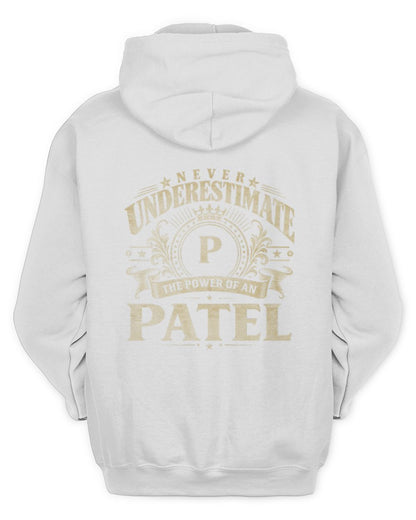 Never Underestimate Your Name Luxury Logo Shirt PATEL M1-63 / Unisex Hoodie / white