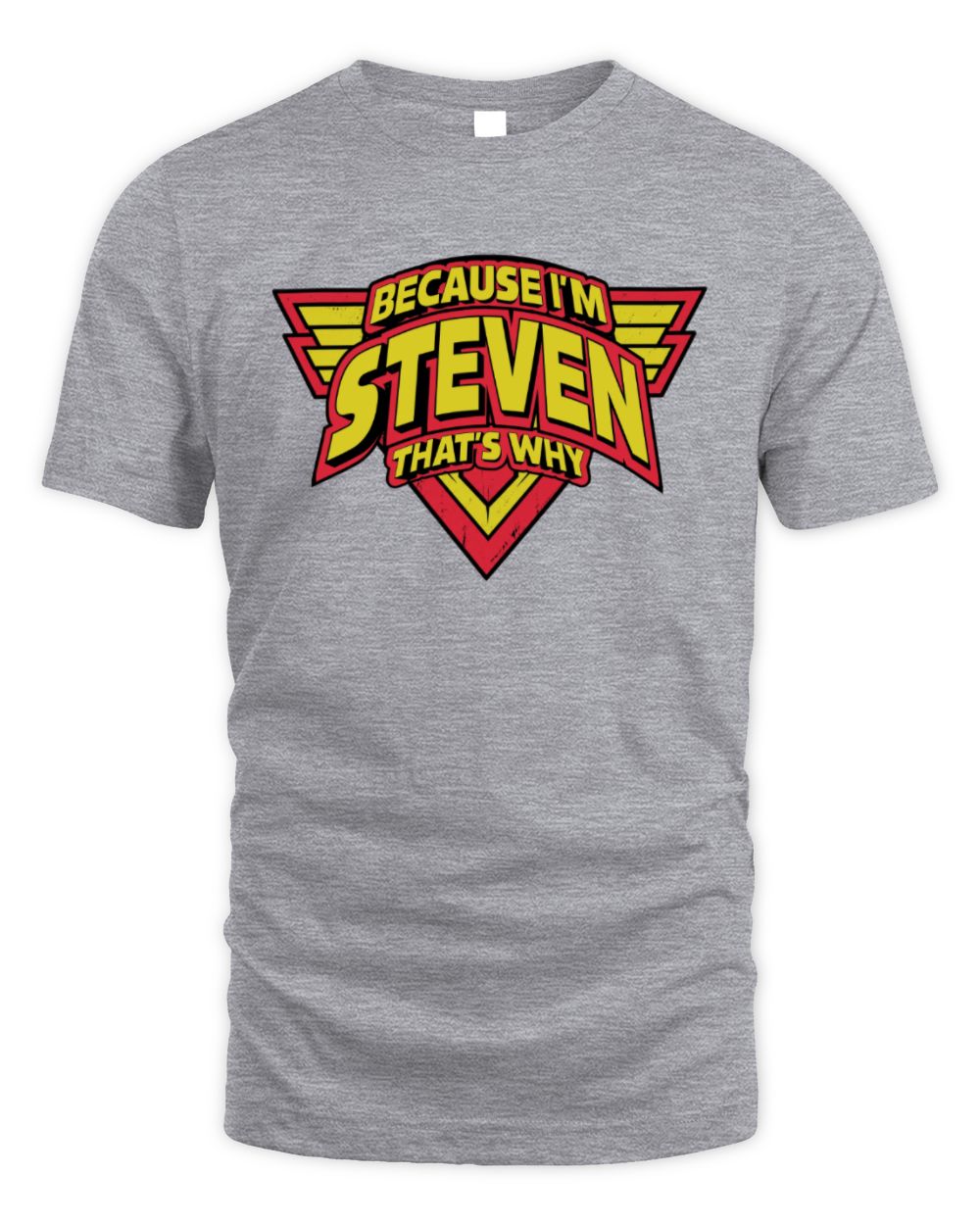 Because I'm Name That's Why Red and Yellow Logo Graphic T-Shirt STEVEN M1-75 / Unisex Standard T-Shirt / sport grey