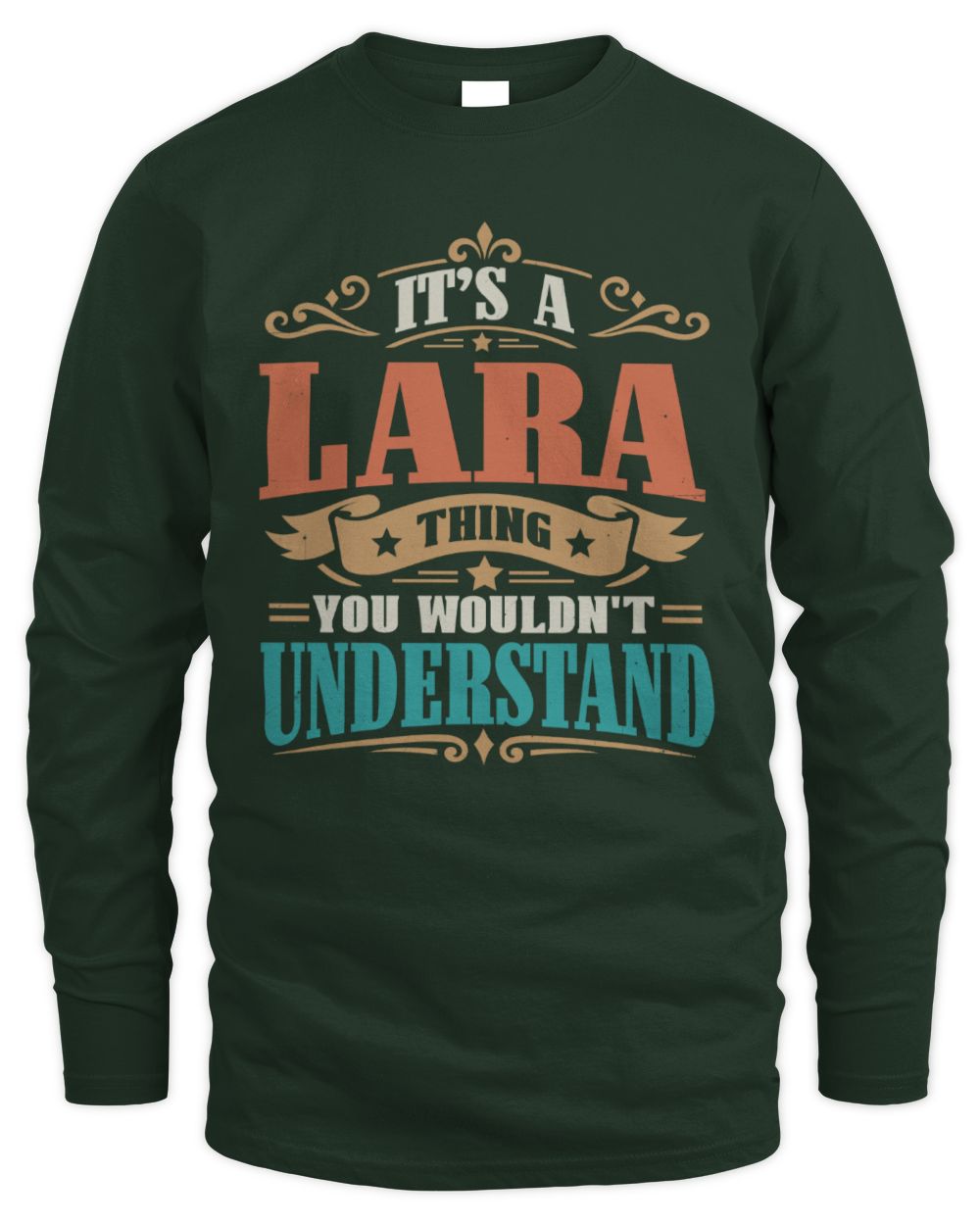 It’s a Name Thing Personalized Retro T-Shirt LARA M1-47 / Men's Long Sleeved T-Shirt / forest green