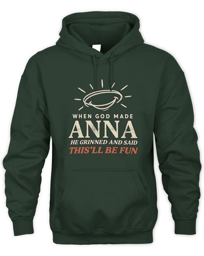 When God Made Your Name Funny Western T-Shirt T-Shirt ANNA M1-S82 / Unisex Hoodie / forest green