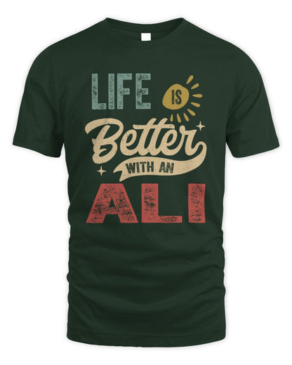 Life Is Better With a Name Personalized Retro T-Shirt ALI-48 / Unisex Standard T-Shirt / forest green
