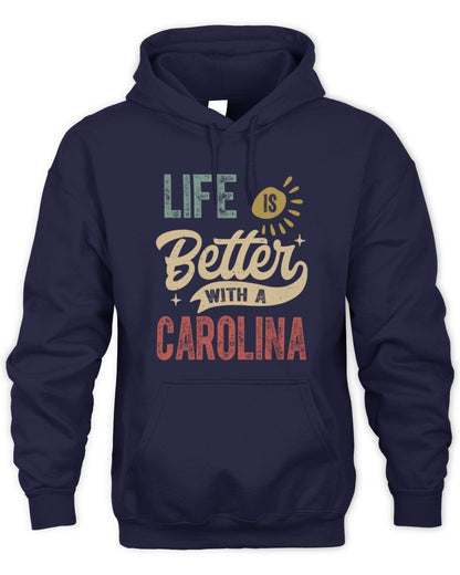 Life Is Better With a Name Personalized Retro T-Shirt CAROLINA-48 / Unisex Hoodie / navy