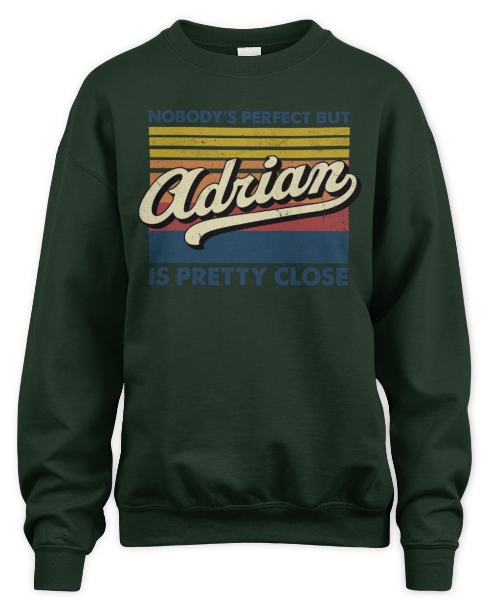 Nobody's Perfect But Your Name Is Pretty Close Retro Shirt ADRIAN M1-65 / Unisex Sweatshirt / forest green