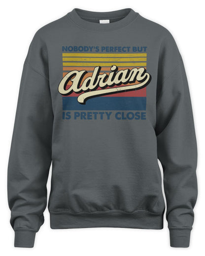 Nobody's Perfect But Your Name Is Pretty Close Retro Shirt ADRIAN M1-65 / Unisex Sweatshirt / charcoal