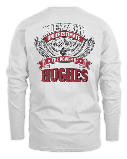 Never Underestimate Your Name Eagle Mountain Shirt HUGHES M1-61 / Men's Long Sleeved T-Shirt / white