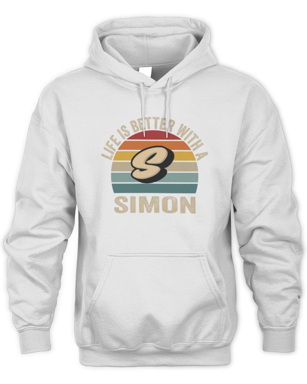Life Is Better with Name Vintage Sun Shirt SIMON M1-50 / Unisex Hoodie / white