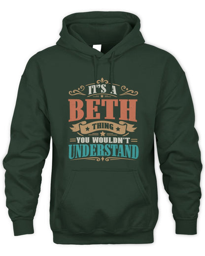 It’s a Name Thing Personalized Retro T-Shirt BETH M1-47 / Unisex Hoodie / forest green